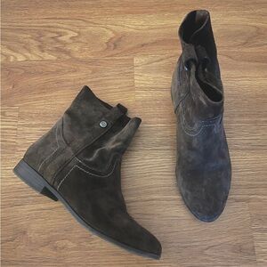 Frye & Co suede shortie military brown booties boots womens 8 M Excellent!